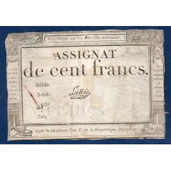 Assignat 100 francs 18 Nivose an 3, TB-, signature Lassia Muz 49