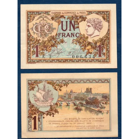 Paris 1 franc, Spl, 10.3.1920 Pirot 97.36 Billet de la chambre de commerce