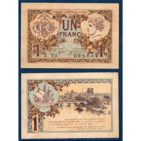 Paris 1 franc, TTB, 10.3.1920 Pirot 97.36 Billet de la chambre de commerce