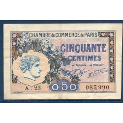 Paris 50 centimes, TB, 10.3.1920 Pirot 97.31 Billet de la chambre de commerce