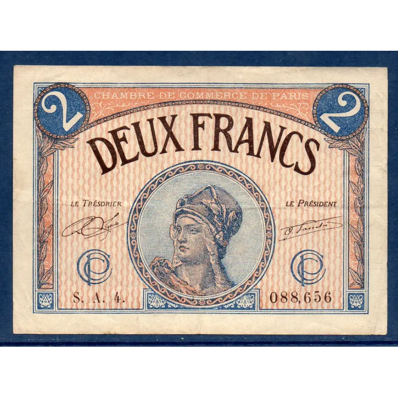 Paris 2 francs, TTB, 10.3.1920 Pirot 97.28 Billet de la chambre de commerce Paris 2 francs, TTB, 10.3.1920 Pirot 97.28 Billet de la chambre de commerce