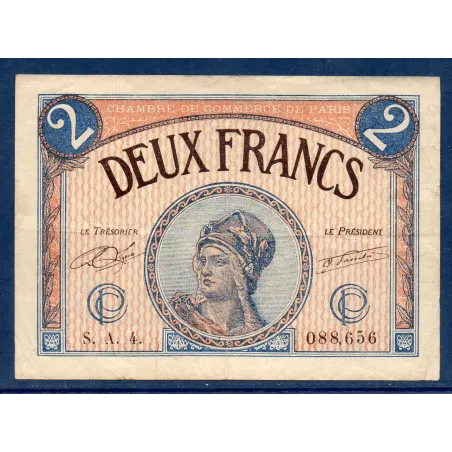 Paris 2 francs, TTB, 10.3.1920 Pirot 97.28 Billet de la chambre de commerce