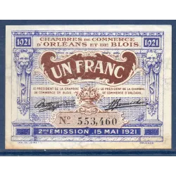 Orléans et Blois, 1 franc, TTB, 15.5.1921 Pirot 96.7 Billet de la chambre de Commerce