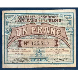 Orléans et Blois, 1 franc, TB, 1.6.1920 Pirot 96.3 Billet de la chambre de Commerce