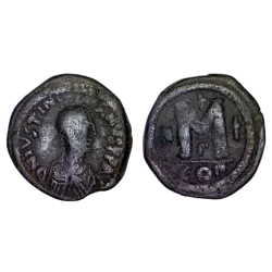 Follis Justinien 1er (527-565), SB 158 atelier Constantinople 3eme officine