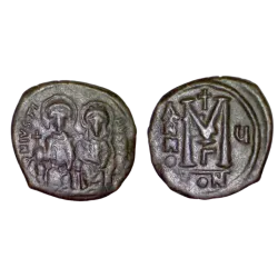 Follis Justin II et Sophie (570-571), SB 360 atelier Constantinople 3eme officine
