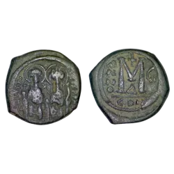 Follis Justin II et Sophie (571-572), SB 360 atelier Constantinople 4eme officine