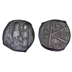 Demi Follis Justin II et Sophie (571-572), SB 366 atelier Thessalonique