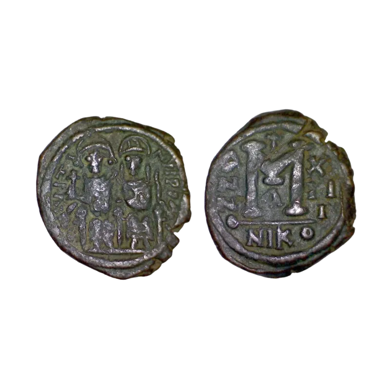 Follis Justin II et Sophie (577-578), SB 369 atelier Nicomedie 1ere officine Follis Justin II et Sophie (577-578), SB 369 atelier Nicomedie 1ere officine