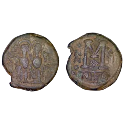 Follis Justin II et Sophie (570-571), SB 369 atelier Nicomedie 1ere officine