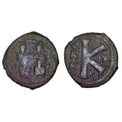 Demi Follis Justin II et Sophie (577-578), SB 381 atelier Antioche
