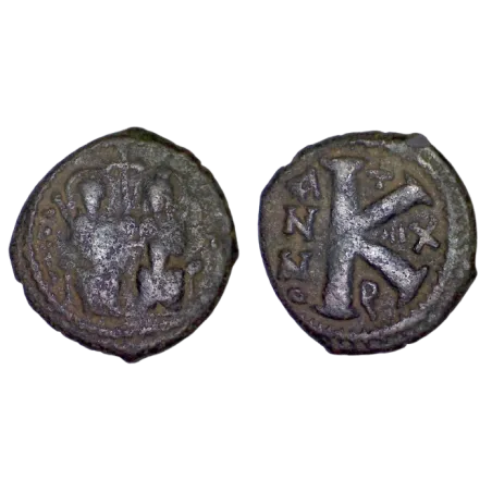 Demi Follis Justin II et Sophie (577-578), SB 381 atelier Antioche