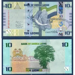 Sierra Leone P.37, neuf Billet de 10 leones 2022 Colombe