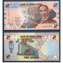 Sierra Leone P.35, neuf Billet de 2 leones 2022 Wallace-Johnson