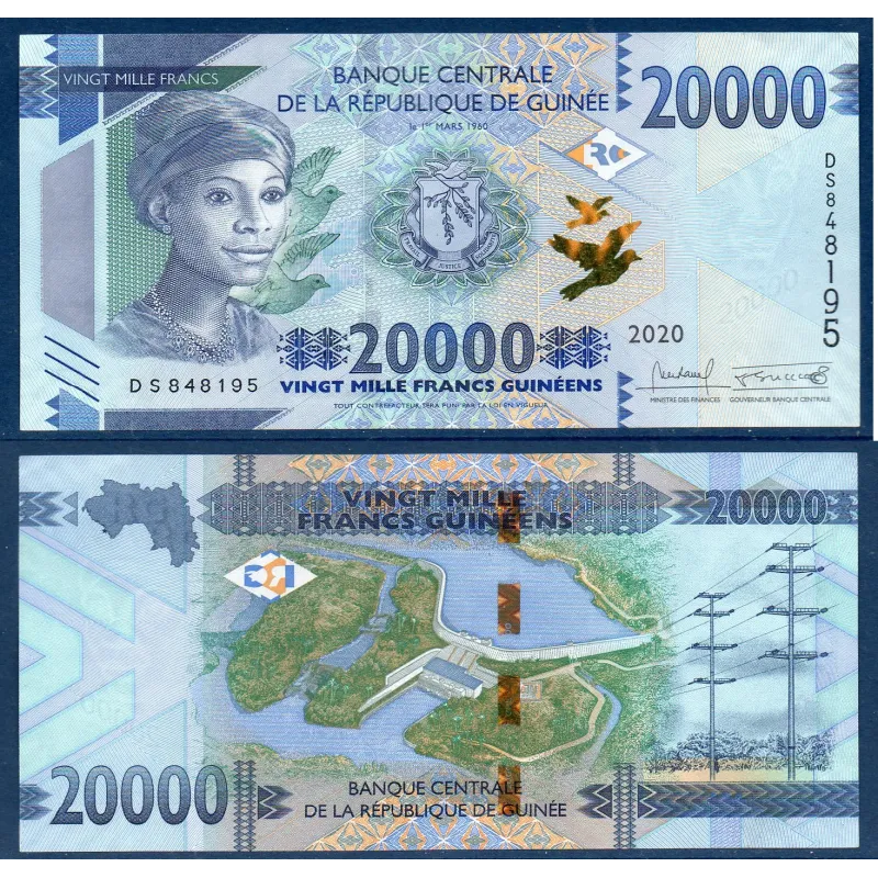 Guinée P.50c, Spl, Billet de 20000 Francs 2020 Electricité Guinée P.50c, Spl, Billet de 20000 Francs 2020 Electricité