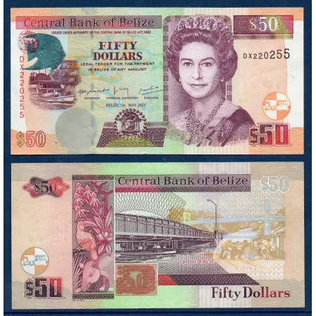 Belize P.70g, TTB Billet de 50 dollars 2021 ponts