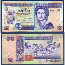 Belize P.66e, TTB Billet de 2 dollars 2005 Ruines Maya