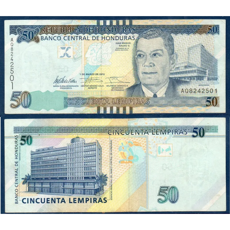 Honduras P.101a, TTB Billet de 50 Lempiras 2012 Juan Manuel Galvez Honduras P.101a, TTB Billet de 50 Lempiras 2012 Juan Manuel Galvez