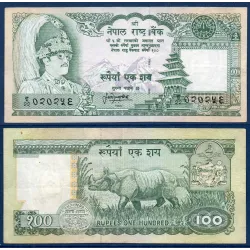 Nepal P.34f, TTB Billet de 100 rupees 1995-2000 Rhinoceros