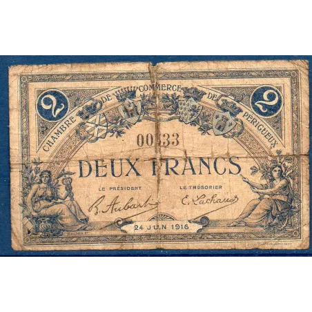 Périgueux 2 francs, AB, 24.6.1916 Pirot 98.20 Billet de la chambre de commerce