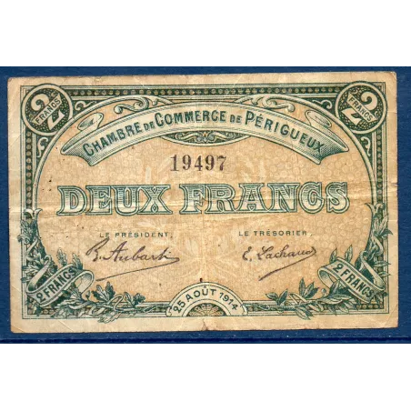 Périgueux 2 francs, TB-, 25.8.1914 Pirot 98.6 Billet de la chambre de commerce