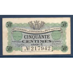 Le Puy 50 centimes, TB,10.10.1916 Pirot 70.5 Billet de la chambre de commerce