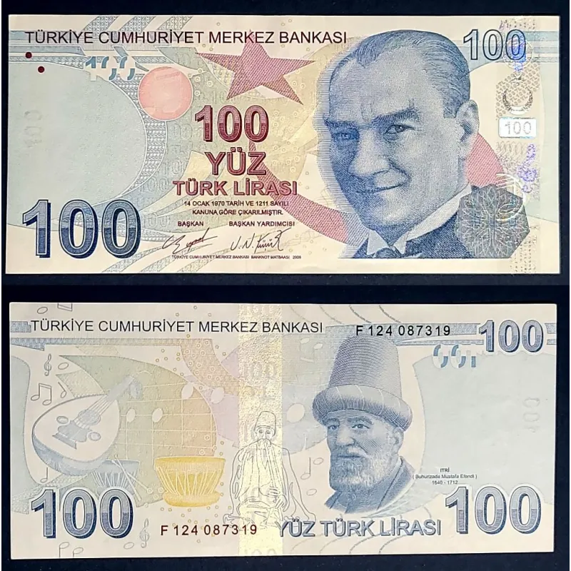 Turquie P.226d, Sup Billet de 100 Lira 2009 Mustafa Efendi Turquie P.226d, Sup Billet de 100 Lira 2009 Mustafa Efendi