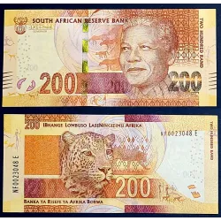 Afrique du sud P.142b, neuf, Billet de 200 rand 2016 Mandela Léopards