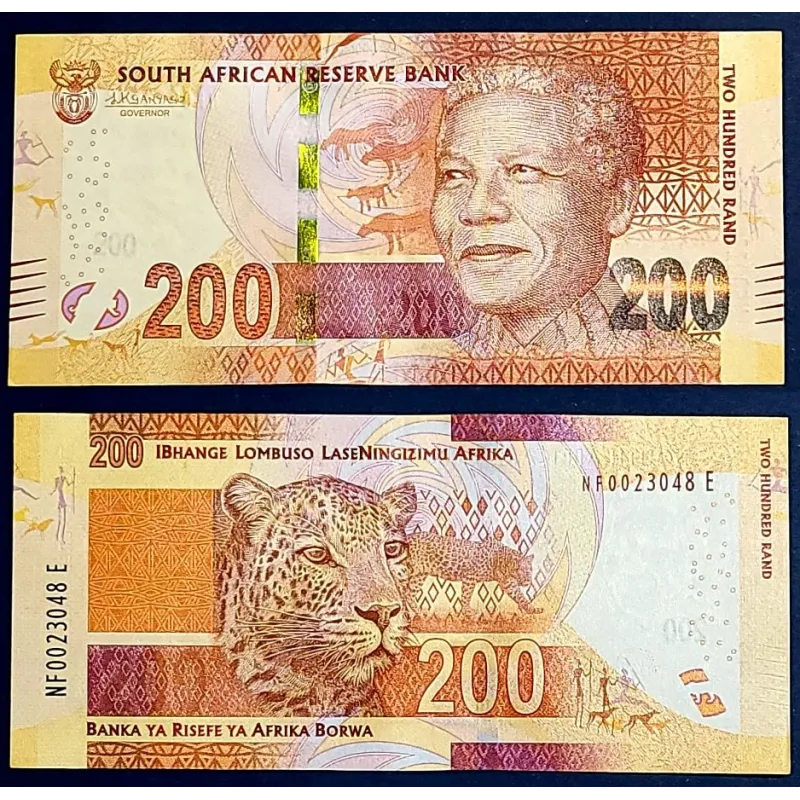 Afrique du sud P.142b, neuf, Billet de 200 rand 2016 Mandela Léopards Afrique du sud P.142b, neuf, Billet de 200 rand 2016 Mandela Léopards