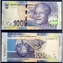 Afrique du sud P.141b, neuf, Billet de 100 rand 2013-2016 Mandela Buffle