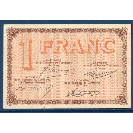 Puy-de-Dôme 1 franc, TTB, ND Pirot 103.21 Billet de la chambre de commerce