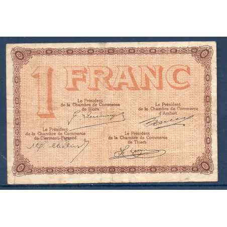 Puy-de-Dôme 1 franc, TB, ND Pirot 103.21 Billet de la chambre de commerce