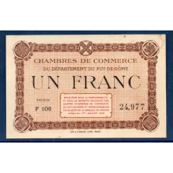 Puy-de-Dôme 1 franc, Sup, ND Pirot 103.20 Billet de la chambre de commerce