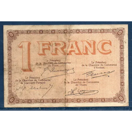 Puy-de-Dôme 1 franc, TB, ND Pirot 103.8 Billet de la chambre de commerce