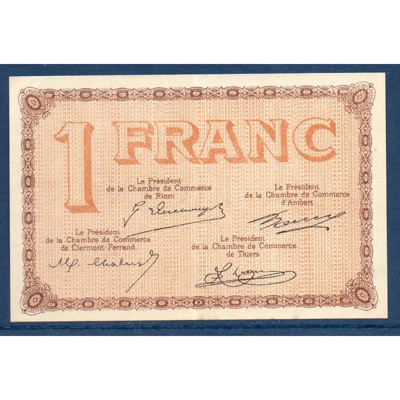 Puy-de-Dôme 1 franc, Sup, ND Pirot 103.8 Billet de la chambre de commerce Puy-de-Dôme 1 franc, Sup, ND Pirot 103.8 Billet de la chambre de commerce