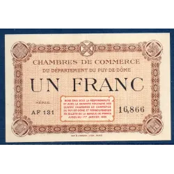 Puy-de-Dôme 1 franc, Sup, ND Pirot 103.8 Billet de la chambre de commerce
