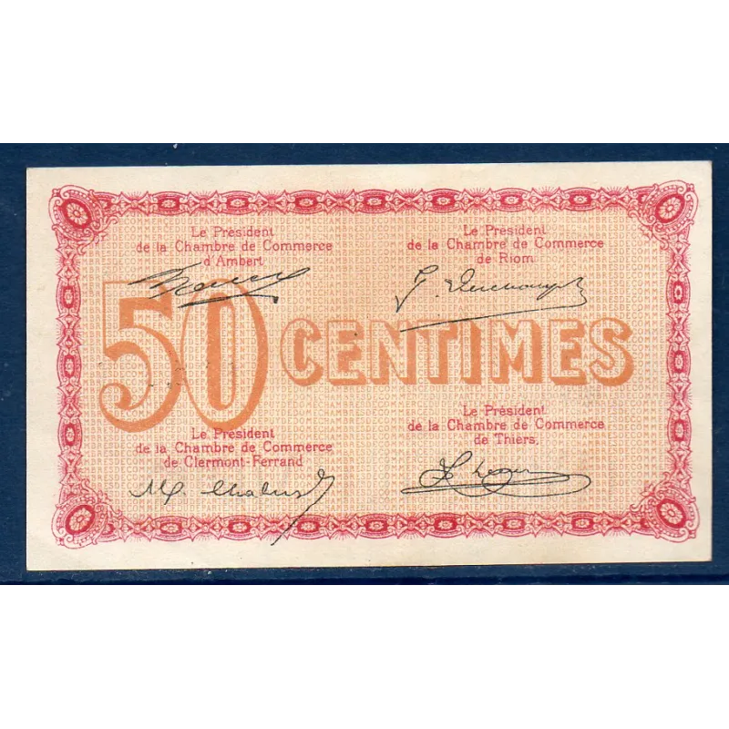 Puy-de-Dôme 50 centimes, Sup, ND Pirot 103.23 Billet de la chambre de commerce Puy-de-Dôme 50 centimes, Sup, ND Pirot 103.23 Billet de la chambre de commerce