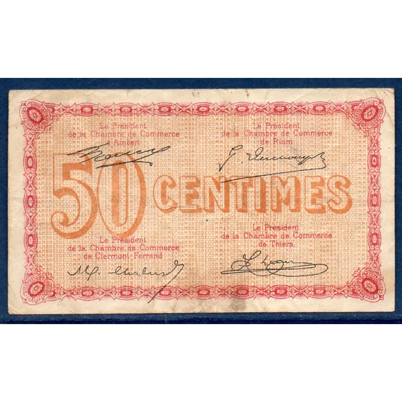 Puy-de-Dôme 50 centimes, TB, ND Pirot 103.23 Billet de la chambre de commerce Puy-de-Dôme 50 centimes, TB, ND Pirot 103.23 Billet de la chambre de commerce