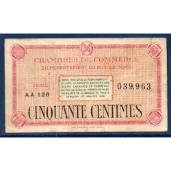 Puy-de-Dôme 50 centimes, TB, ND Pirot 103.23 Billet de la chambre de commerce