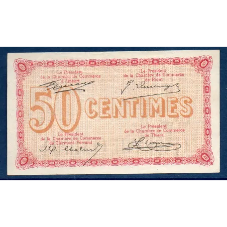 Puy-de-Dôme 50 centimes, TTB, ND Pirot 103.23 Billet de la chambre de commerce