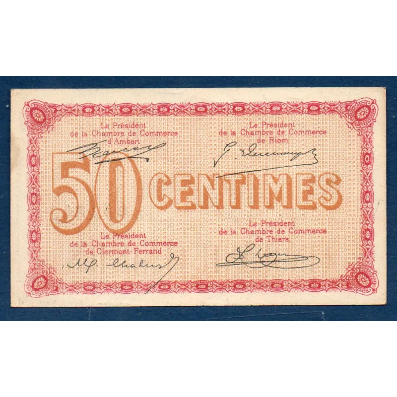 Puy-de-Dôme 50 centimes, Spl, ND Pirot 103.19 Billet de la chambre de commerce