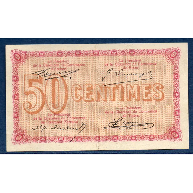 Puy-de-Dôme 50 centimes, Sup, ND Pirot 103.18 Billet de la chambre de commerce Puy-de-Dôme 50 centimes, Sup, ND Pirot 103.18 Billet de la chambre de commerce
