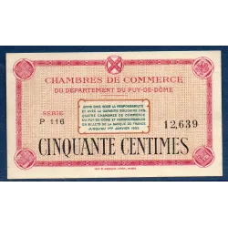 Puy-de-Dôme 50 centimes, Sup, ND Pirot 103.18 Billet de la chambre de commerce
