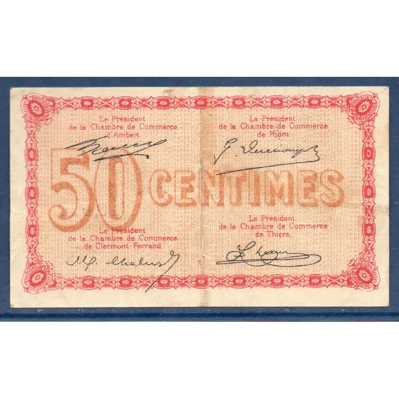 Puy-de-Dôme 50 centimes, TTB, ND Pirot 103.3 Billet de la chambre de commerce Puy-de-Dôme 50 centimes, TTB, ND Pirot 103.3 Billet de la chambre de commerce