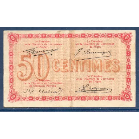 Puy-de-Dôme 50 centimes, TTB, ND Pirot 103.3 Billet de la chambre de commerce
