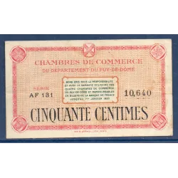 Puy-de-Dôme 50 centimes, TTB, ND Pirot 103.3 Billet de la chambre de commerce
