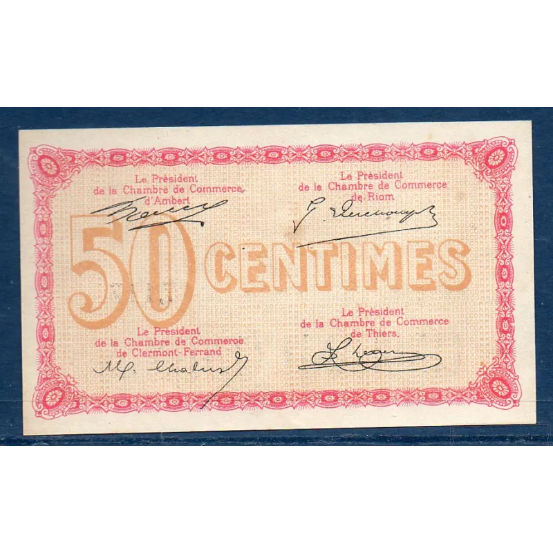 Puy-de-Dôme 50 centimes, Sup+, ND Pirot 103.3 Billet de la chambre de commerce Puy-de-Dôme 50 centimes, Sup+, ND Pirot 103.3 Billet de la chambre de commerce