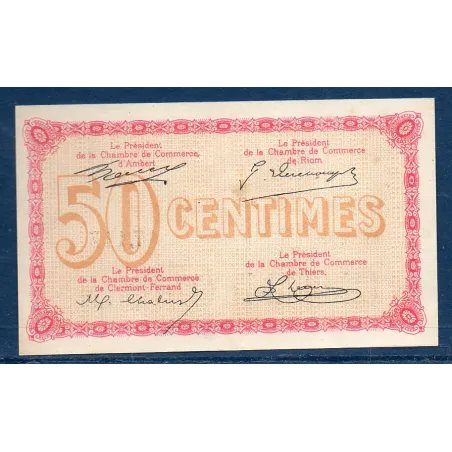 Puy-de-Dôme 50 centimes, Sup+, ND Pirot 103.3 Billet de la chambre de commerce