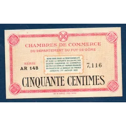 Puy-de-Dôme 50 centimes, Sup+, ND Pirot 103.3 Billet de la chambre de commerce