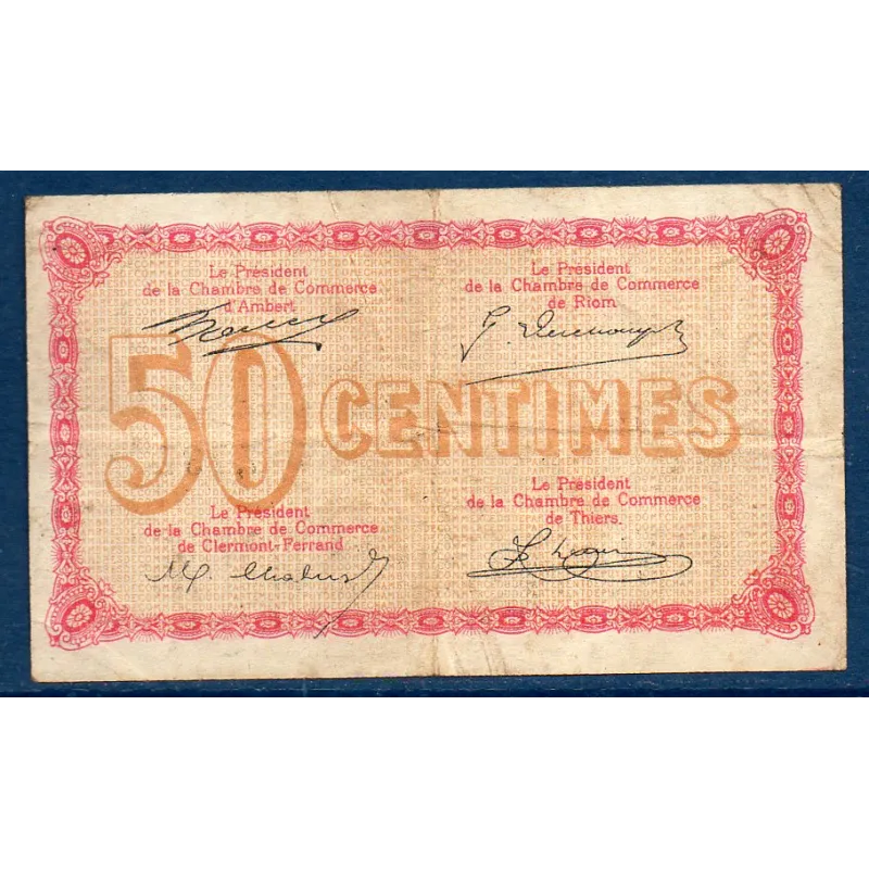 Puy-de-Dôme 50 centimes, TB, ND Pirot 103.1 Billet de la chambre de commerce